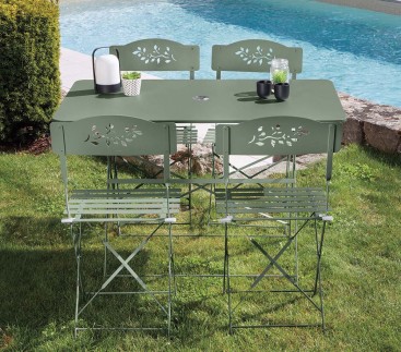 VENONE - Ensemble table et chaises de jardin - 2 places - Vert Amande