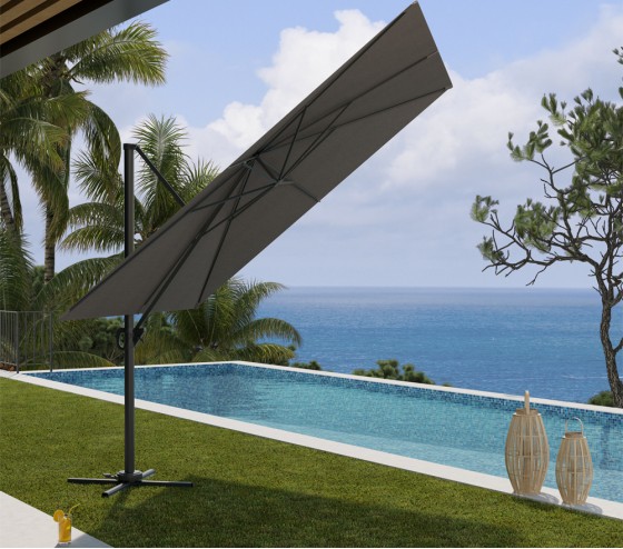 Toile pour parasol déporté rectangulaire SUNKING 4x3m - Gris Anthracite