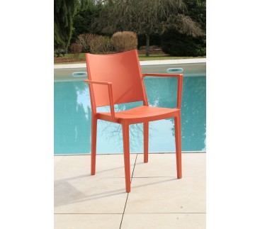 LAGOS - lot de 2 fauteuils de jardin plastique - Terracotta