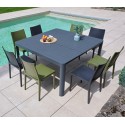 MIMAOS - Ensemble table et chaises de jardin - 8 places - Gris Anthracite et Vert olive