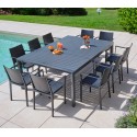 MIMAOS XL - Ensemble table et chaises de jardin - 10 places - Gris Anthracite