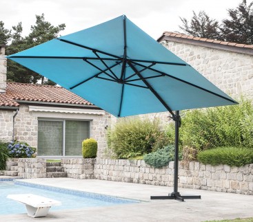 Toile pour parasol déporté carrée LUXEKING 3x3m - Bleu Canard